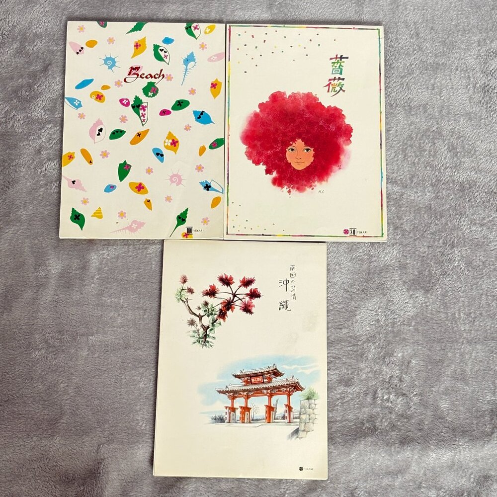 Vintage Japanese Yukari Letter Set Beach Floral Okinawa Illustration Stationery